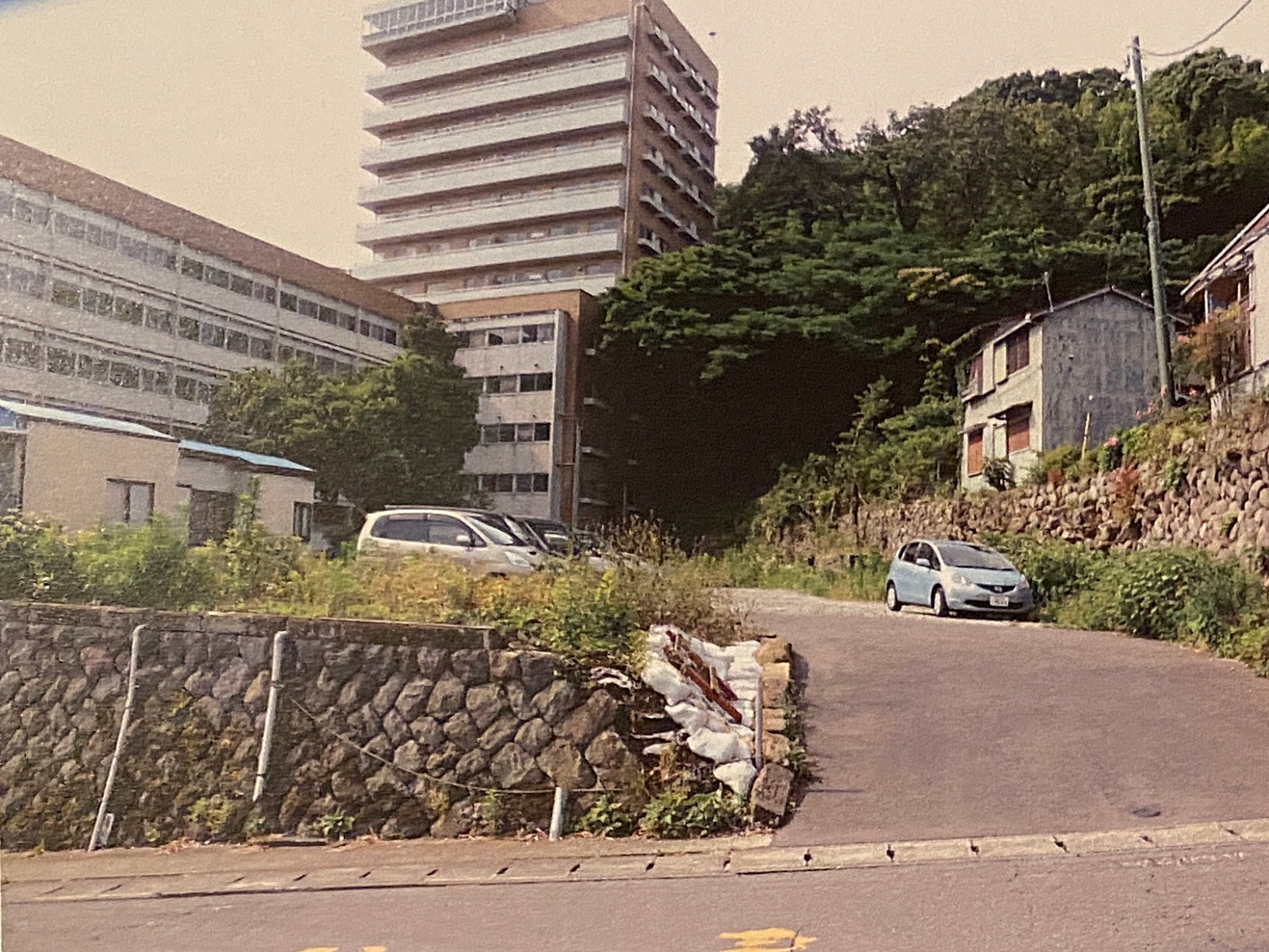 Hotel tower and parking grounds at the Yugawara-Atami resort complex
